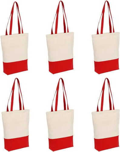 Miniatura 7 de Azuca Bolsa de lona de algodón resistente de 12 onzas con refuerzo inferior, bolsa de compras para la playa, 17 x 14 x 4 pulgadas, paquete de 6