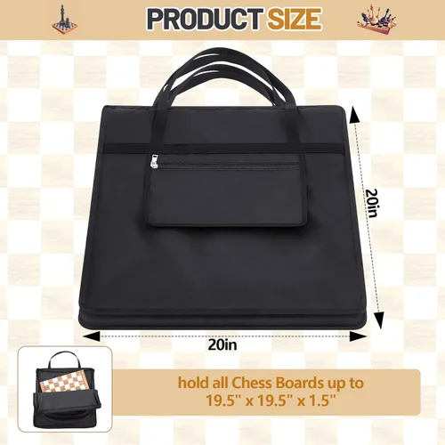 Miniatura 2 de Bolsa de ajedrez estándar de pulgadas con un solo bolsillo con cremallera para almacenar tu equipo, un regalo ideal (20 x 20 pulgadas)