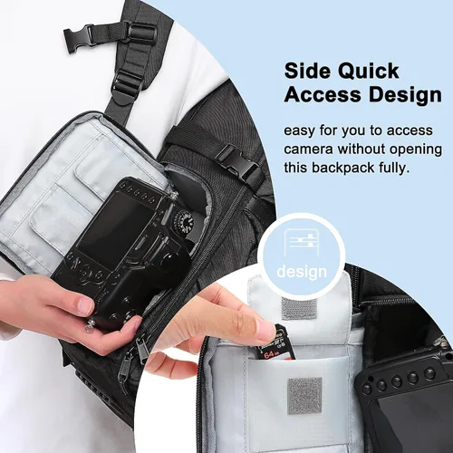 Miniatura 4 de MOSISO Mochila para cámara DSLR/SLR/SLR/sin espejo, bolsa de viaje lateral para fotografía de acceso rápido con compartimento para laptop de 15 a 16