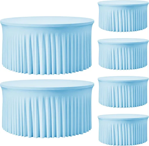Miniatura 28 de 2 Pack White 72 inch Round Spandex Tablecloth, Washable Stretchy Fitted 6FT Round Tables,Elastic Edge with Skirt, Wrinkle-Free Table Cloths for