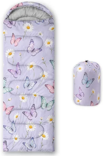 QOOMO - Saco de Dormir para Acampar, para 3 Estaciones, Clima Cálido y Fresco, Ligero, Resistente al Agua, para Adultos y Niños, Equipo de Camping,