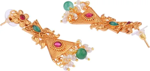 Miniatura 6 de Efulgenz Indian Wedding Jewelry for Women Antique Gold Tone Pink Choker Necklace Set Faux Pearl Drop Dangle Earrings Faux Kundan Bridal Set Indian