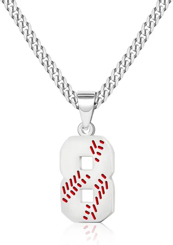 Miniatura 110 de Btysun Collares de béisbol de béisbol número 0-99 dijes de acero inoxidable para hombres, regalos de béisbol, papá, marido, regalo de Navidad