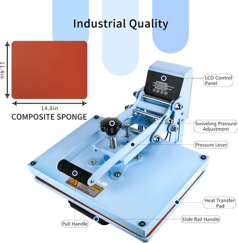 Miniatura 3 de Máquina de prensa de calor de 15.2 x 11.6 pulgadas, máquina de prensa de calor para camisetas con cajón deslizante para panel de control digital