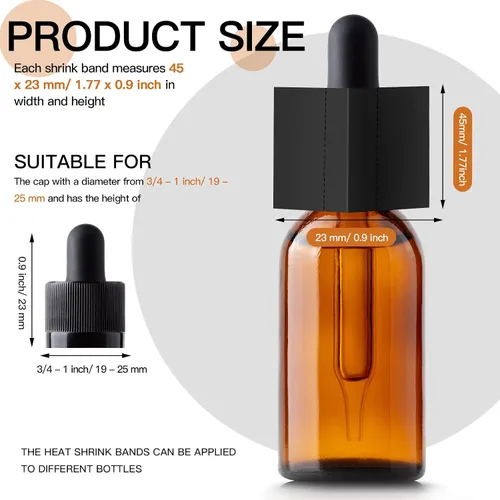 Miniatura 2 de Outus 500 piezas de envoltura retráctil perforada para botellas, sellos termorretráctiles para botellas (negro)
