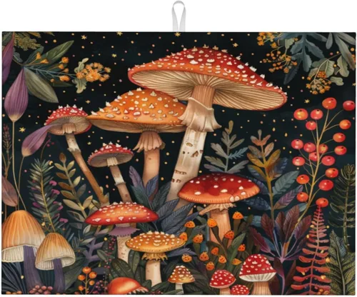 Miniatura 84 de Tapete de secado de platos de mármol blanco dorado para encimera de cocina, absorbente de 16 x 18 pulgadas, placa de microfibra de vidrio