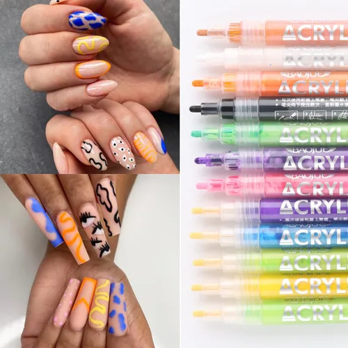 Miniatura 6 de Set de 24 colores de lápiz de esmalte de uñas, pinceles de arte de uñas para pintar, esmalte gel de líneas negras y blancas, pincel de punta Juego