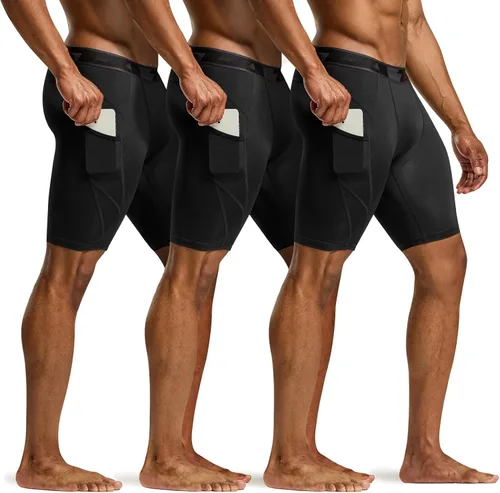Miniatura 2 de TSLA Men's Athletic Compression Shorts, Active Cool Dry Sports Performance Running Tights with Pocket
