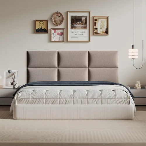 Miniatura 23 de Cabecero de palo color beige - Juego de 6 paneles montados en la pared para camas tamaño Queen, 61 x 30 cm, cabecero decorativo de fácil instalación