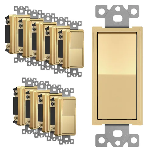 Miniatura 17 de ENERLITES Interruptor de luz de paleta decorativa de 3 vías, acabado brillante, un solo polo o tres vías, 3 cables, tornillo de puesta a tierra