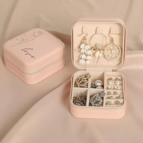 Miniatura 5 de Konelia Pequeño organizador de joyero, mini organizador portátil de joyería de viaje, caja de almacenamiento de anillos, aretes, collares, hijas