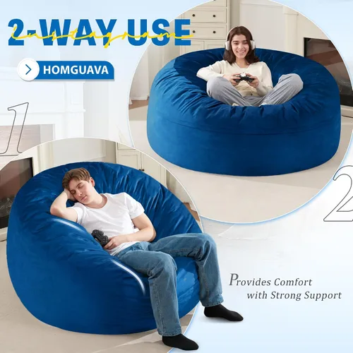 Miniatura 6 de Homguava Silla Puf de 5 Pies Puf Gigante con Relleno de Espuma Viscoelástica, Cómodas Sillas Puf para Adultos, Silla Puf para Adultos con Funda