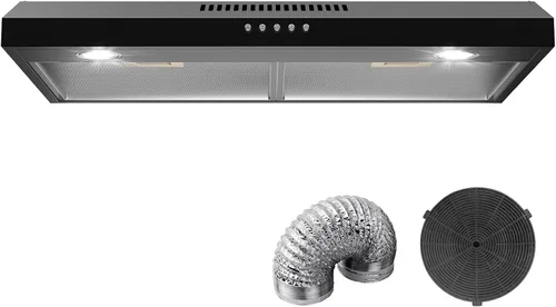 Campana extractora de 30 pulgadas para debajo del gabinete, campana extractora de cocina convertible con conducto/sin conducto, ventilación ultra