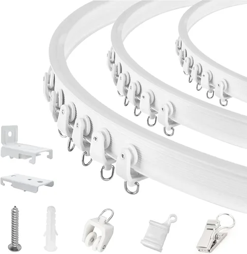 Miniatura 14 de TOKPLNU Riel de cortina de techo, 12 pies, color negro, flexible, flexible, curvado, para montaje en pared, sistema de riel de techo deslizante