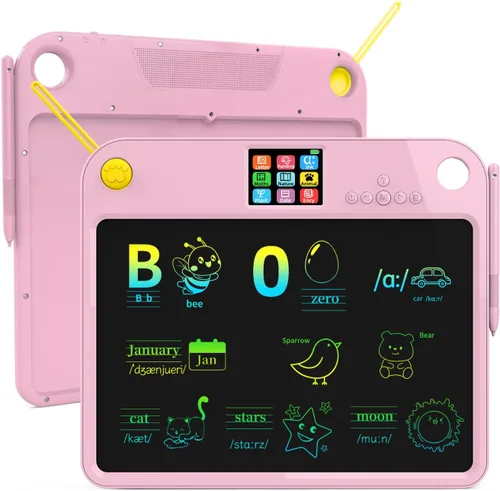 Miniatura 8 de Tableta de aprendizaje para niños con pantalla doble, tablero de escritura y dibujo borrable para niños pequeños, juguete educativo sin pantalla