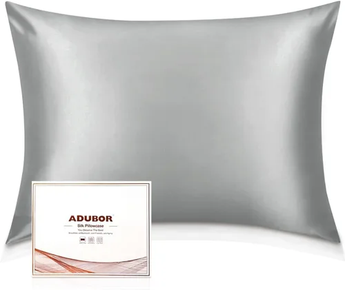 Miniatura 23 de Adubor Funda de almohada 100% de seda, fundas de almohada de seda de morera, 22 fibras de grado Momme 6A, funda de almohada de seda para la salud