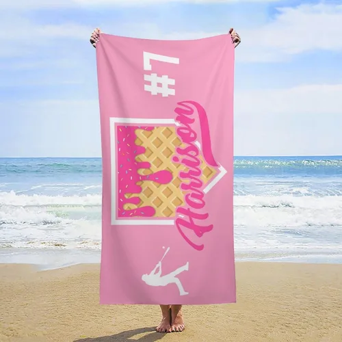Miniatura 34 de Toalla de playa de béisbol personalizada para niños y niños, toalla de playa deportiva personalizada con nombre, número de equipo, regalos