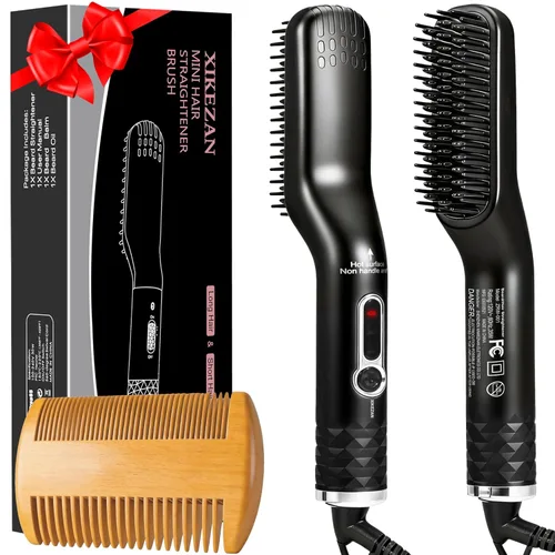 Miniatura 7 de Alisador de barba con aceite y bálsamo para barba y libro electrónico guía, cepillo alisador de cabello 3 en 1 mejorado, peine alisador de barba