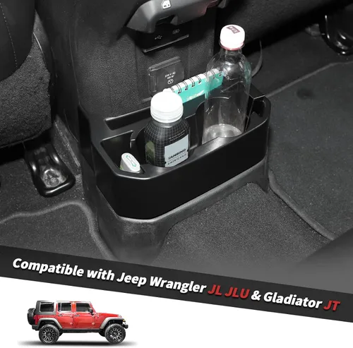 Miniatura 2 de Jimen Soporte para tazas trasero JL, soporte doble extra para tazas, bandeja organizadora de bebidas para asiento trasero compatible con Jeep