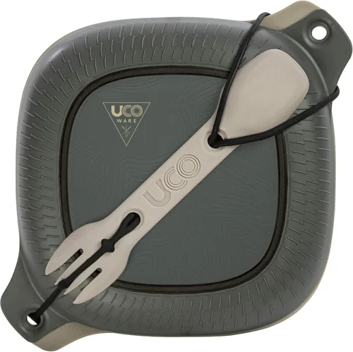UCO Kit de 4 piezas para acampar con cuenco, plato y juego de utensilios de tenedor 3 en 1 Venture