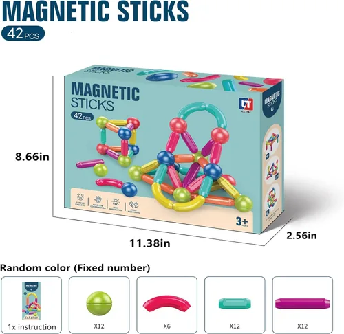 Miniatura 6 de Juego de bolas y varillas magnéticas, bloques de construcción magnéticos Montessori, juguetes magnéticos para niños pequeños, juguetes sensoriales