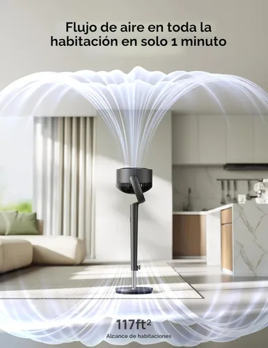 Miniatura 9 de Dreo - Ventilador de pie oscilante de 120°, silencioso, de pedestal de 85 pies, 8 velocidades, 3 modos, 20 dB, vertical manual de 120°, altura Gris