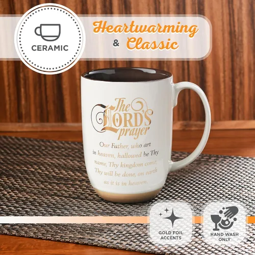 Miniatura 5 de Christian Art Gifts Taza de café de cerámica con base de arcilla blanca – 15 oz. Taza de café y té inspiradora sin plomo ni cadmio para hombres