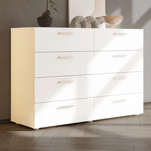 Miniatura 10 de Karl home Cómoda negra de 4 cajones para dormitorio, cómoda moderna de almacenamiento con cajones, mesa auxiliar de madera, mesa de noche, sala