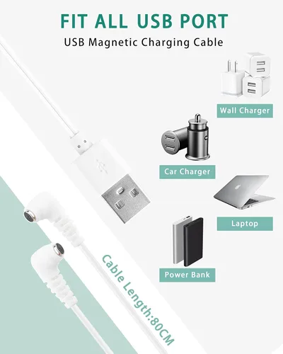 Miniatura 6 de Cable de carga magnético rápido para Rose y la mayoría de los masajeadores magnéticos, cable de carga CC con conector de 2 imanes