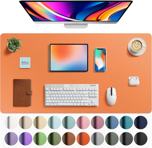Miniatura 46 de Aothia - Protector de escritorio de cuero sintético, base para mouse, superficie antideslizante e impermeable para escribir y para laptop