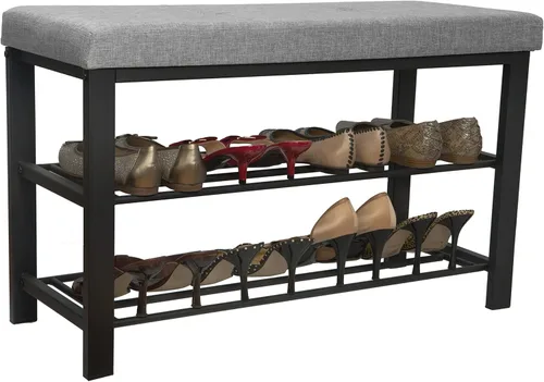 Miniatura 3 de Simplify Banco de almacenamiento, zapatero, otomano, acolchado para entrada, dormitorio, armario y pasillo, gris
