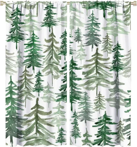 Miniatura 9 de Cortina de bosque neblinoso, bosque verde brumoso, paisaje natural, pino, alerce, niebla, montaña, oscurecimiento de habitación, puerta, ventana