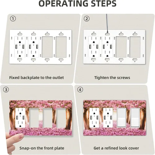 Miniatura 762 de Cubiertas de placa de pared de 3 gang con interruptor de luz de triple palanca, en negro y dorado con esplendor de oro rosa, estampado floral