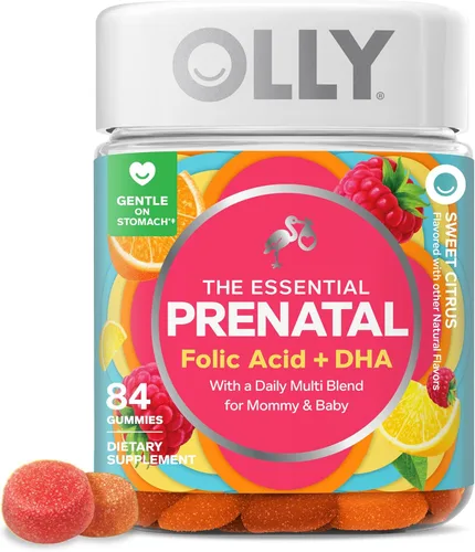 OLLY - Goma multivitamínica prenatal esencial, ácido fólico, vitamina D, Omega 3 DHA, favorece el crecimiento saludable y el desarrollo cerebral,