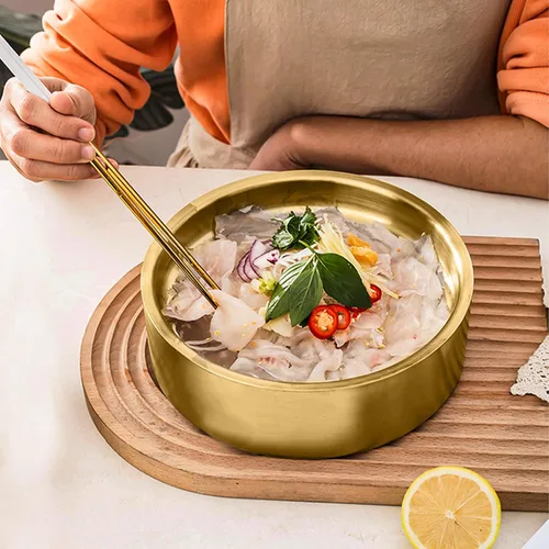 Miniatura 6 de Bandejas de acero inoxidable doradas de 11 pulgadas, bandeja fría para servir aperitivos con hielo, bandeja de servir helado para fiestas, plato