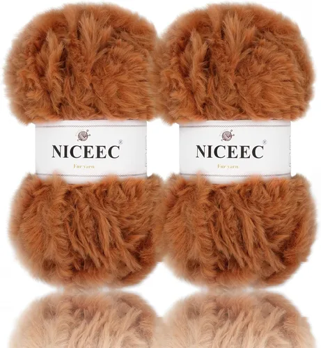 Miniatura 23 de NICEEC Hilo de Pelo Sintético Super Suave, Grueso y Esponjoso, Hilo de Pestañas para Crochet y Tejido (Longitud Total 192m/9.1kg) - Otoño/300g