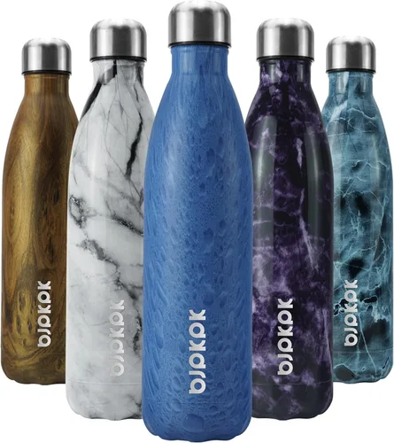 Miniatura 96 de BJPKPK Botella de Agua Aislada 17oz Botellas de Agua de Acero Inoxidable Apta para Lavavajillas Metal Térmica Mantiene Frío y Caliente, Gris Niebla