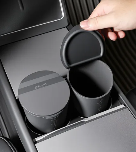 Miniatura 8 de BMZX Bote de basura para automóvil con tapa, soporte para tazas pequeño, bolsillo para puerta, contenedor de basura para auto en casa y oficina