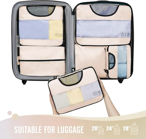 Miniatura 3 de Veken - Juego de 6 cubos de embalaje para maletas, bolsas organizadoras de viaje para equipaje de mano, juego de bolsas organizadoras de maleta