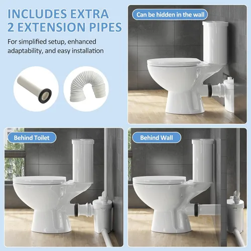 Miniatura 4 de Simple Project Inodoro de Descarga Ascendente para Sótano, Sistema de Inodoros Maceradores con Bomba Maceradora de 600W, Taza de Inodoro