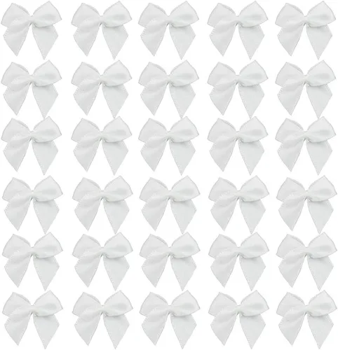 Miniatura 6 de 7Rainbows, 50 lazos de mini cinta de satén negro con flores y apliques para manualidades DIY, para costura, álbumes de recortes, boda y regalo