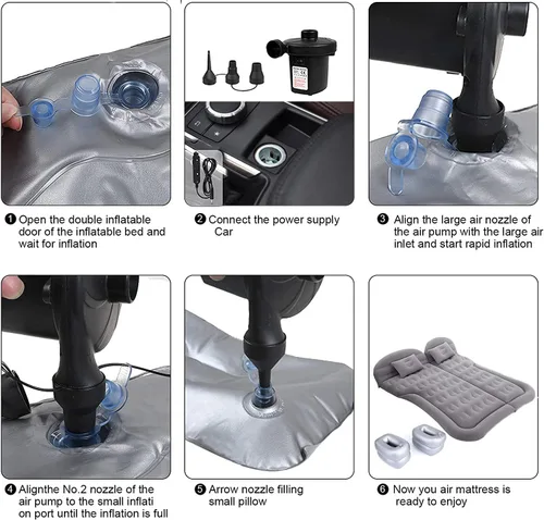 Miniatura 6 de Onirii - Colchón de aire inflable para SUV, colchón de aire para coche con acolchado grueso, cama de aire para camping y viajes con 2 almohadas