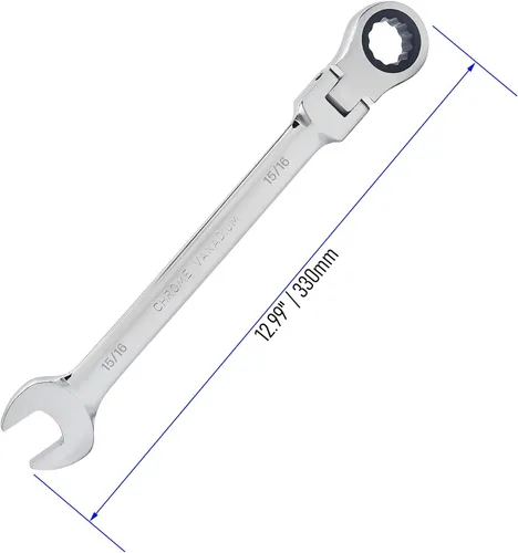 Miniatura 2 de Llave combinada de trinquete de cabeza flexible de 15/16 pulgadas SAE 72 dientes de 12 puntos de trinquete de caja de trinquete y herramientas