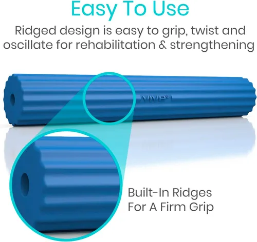 Miniatura 6 de Vive Barra de terapia flexible para alivio del codo de tenis (mediana), ayuda a la terapia física, mejora la tendinitis y la fuerza de agarre, azul