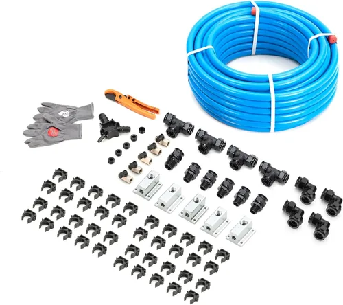 Miniatura 9 de Sistema de aire rápido de 3/4 x 100 pies, 3 vías de salida de HDPE, sistema de tuberías comprimidas de aire comprimido de aluminio con bloques