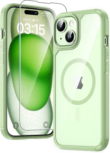 Miniatura 40 de TAURI Funda magnética 2 en 1 transparente para iPhone 14 Pro, compatible con Magsafe [no amarillenta] con protector de pantalla, protección de grado