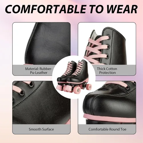 Miniatura 5 de Silvertree Patines de ruedas para mujeres y hombres de cuero de poliuretano de alta calidad para adultos, patines de derby de ruedas ligeras
