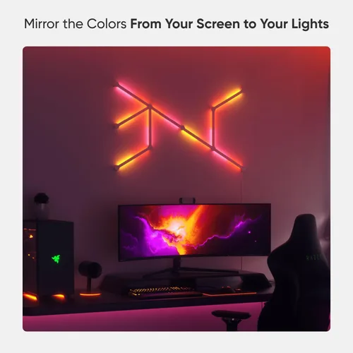 Miniatura 5 de Kit más inteligente de luces de pared LED Nanoleaf Lines WiFi RGBW de 16M, luces de color atenuables para juegos y decoración del hogar