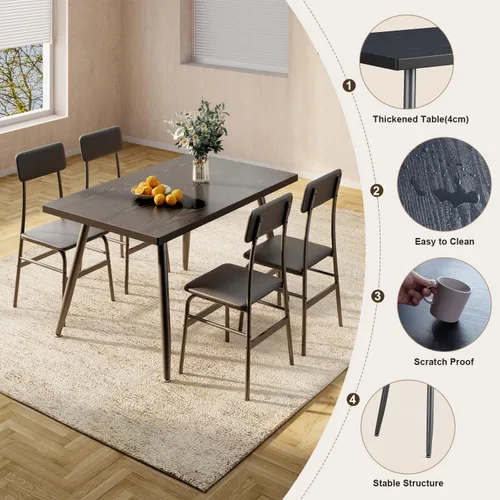 Miniatura 6 de Gizoon Juego de mesa de comedor para 4, moderno juego de mesa y sillas de cocina de 5 piezas, espacio pequeño Comedor de 4 Sillas y Mesa, marco