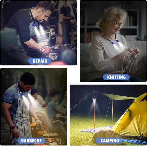 Miniatura 7 de Ledgle Luz LED para libros, recargable, 5 luces LED con clip de enganche para lectura, luz para viajes, iluminación de tareas, 375 lux, 2 niveles